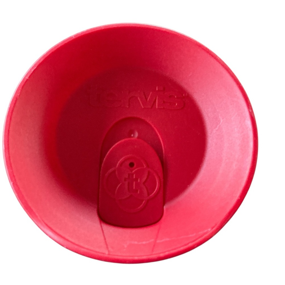 Buc-ees 24oz Clear Plastic Travel Mug/Cup Beaver Tumbler Patch Red Tervis Lid - Picture 4 of 5